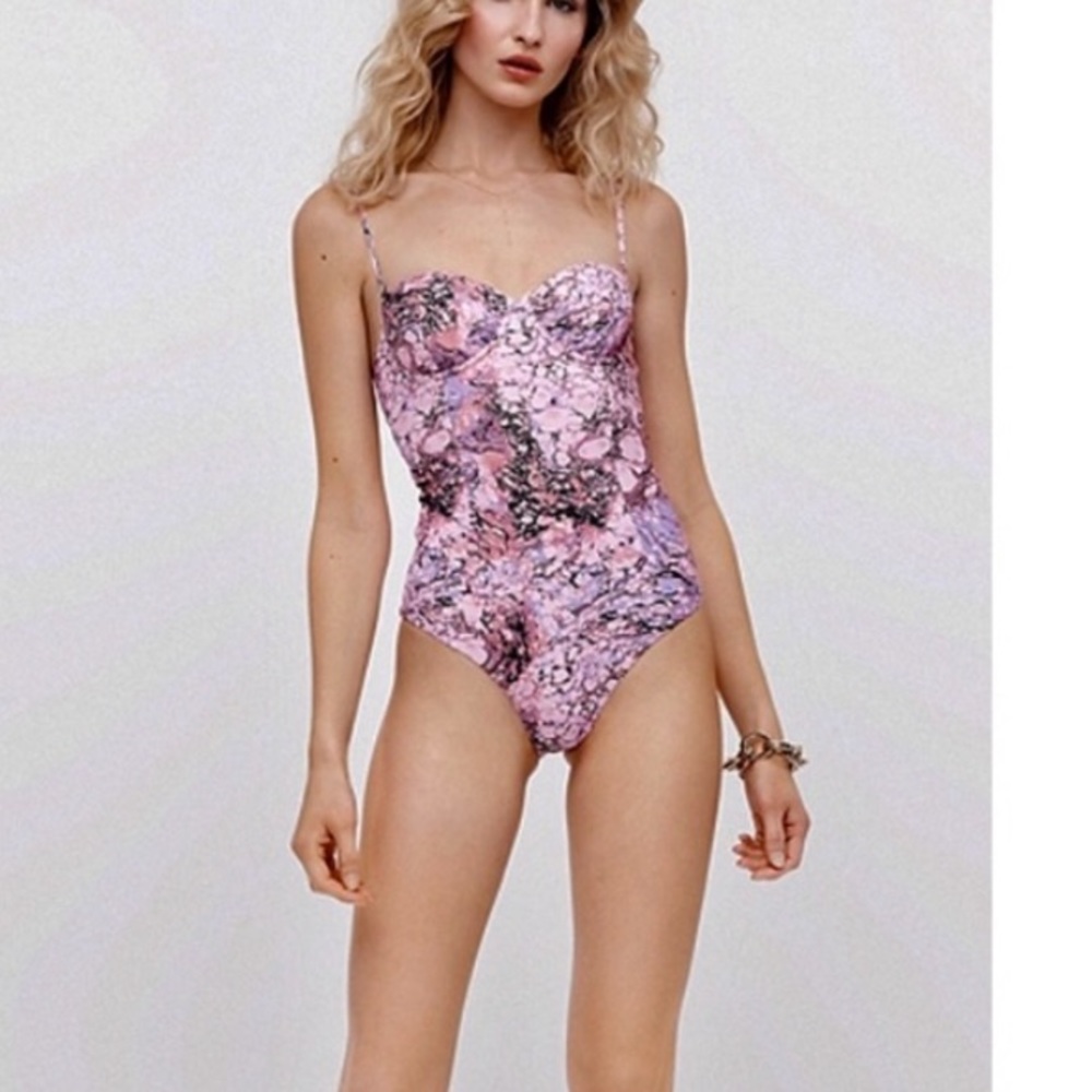 DVF Onia Pink Marble Belle One Piece Swimsuit